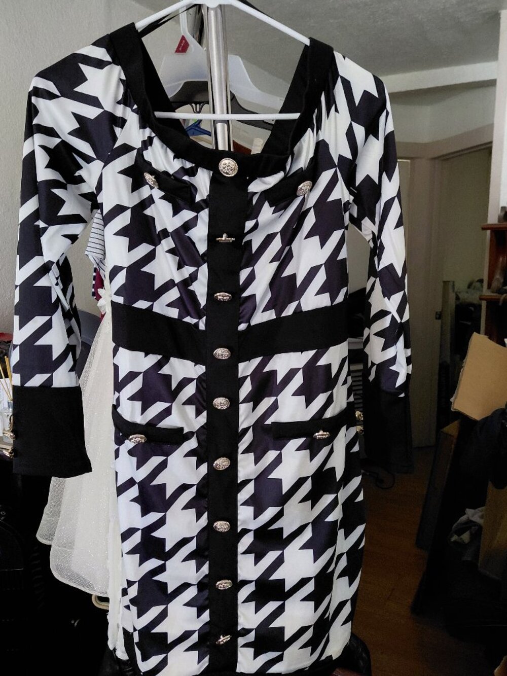 Yoins Houndstooth Patterned Dress